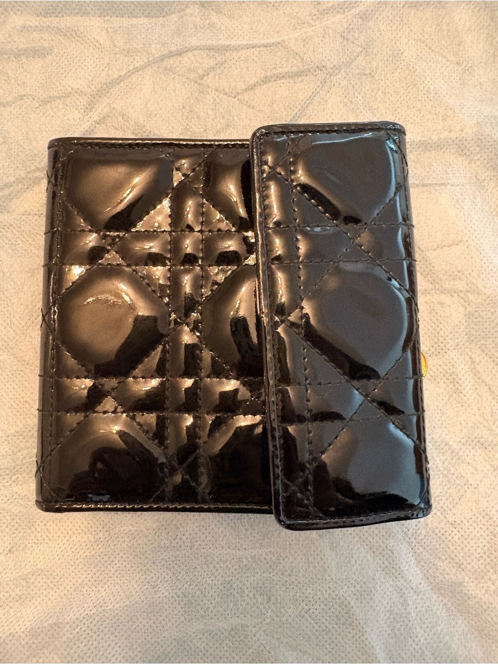 Christian Dior Patent Leather  quilted Wallet